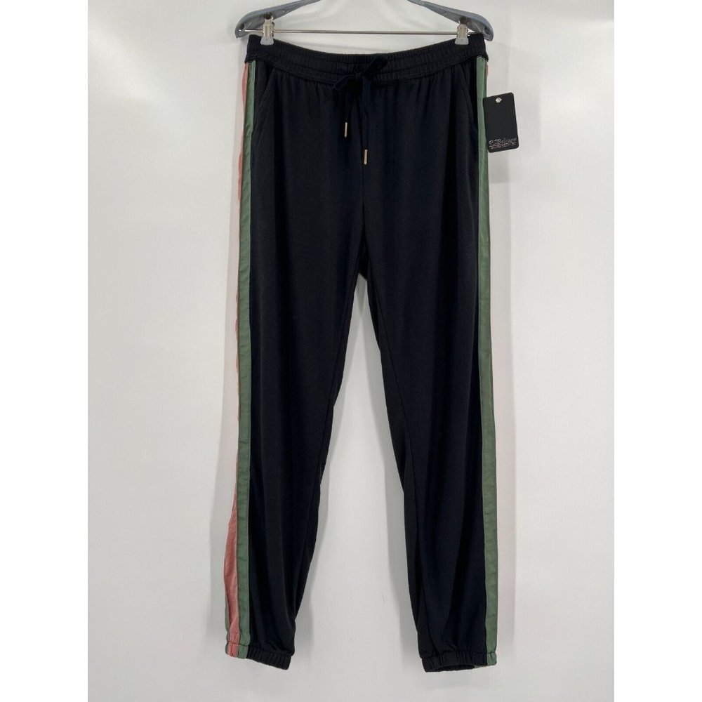 PJ Salvage Sister Satin-Stripe Jogger Pajama Pants sz M RZSSP2 Black Slate NWT